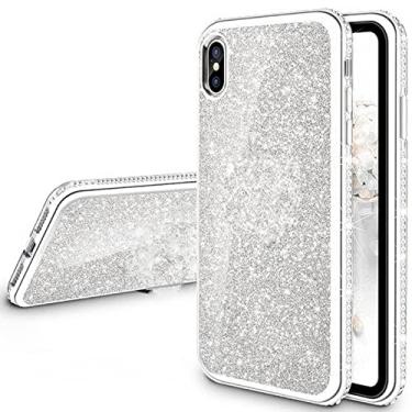 Imagem de Capa de diamante para iphone 11 pro max xs max xr x capa de cristal glitter bling anel suporte para iphone 12 7 8 plus x capa protetora, prata sem anel, para iphone 12 mini
