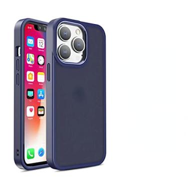 Imagem de Capa de telefone macia para iPhone 14 Pro max cor sólida fosca câmera traseira proteção de armação de metal compatível com iPhone 11 12 13 Pro Max capa de telefone verde (iPhone13, azul)