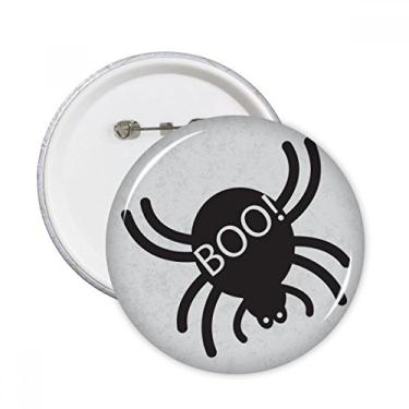 Imagem de Emblema de Halloween preto com pinos redondos de aranha e botão para decoração 5 peças