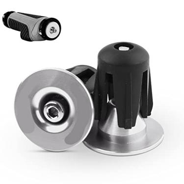 Imagem de extremidades de guidão de bicicleta ajustáveis de alumínio,Tampões de extremidade de guidão, tampa de plugue de extremidade de barra (Silver)