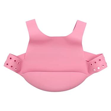 Imagem de Mimo Style Babador Infantil Com Cinta, Feito Inteiramente de Silicone na Cor Rosa. Fácil Para Colocar em Bebês e Crianças, Ideal Para Fase de Introdução a Alimentação. É Ajustável e Resistente
