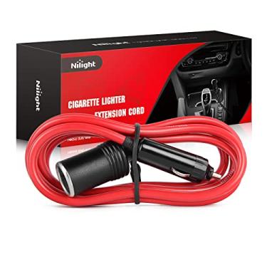 Imagem de Nilight Cabo de extensão para isqueiro de cigarro, resistente, 1,8 m, carregador de carro 12V/24V, com plugue de isqueiro de cigarro, tomada de isqueiro de cigarro, cabo de extensão de 1,8 m (10001W)