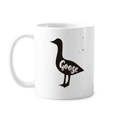 Imagem de Caneca de ganso preta e branca de animal de cerâmica, copo de porcelana de café