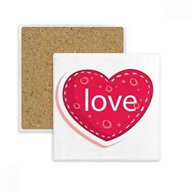Imagem de Dia dos Namorados Coração Rosa Coração Love Dot Quadrado Porta-copos Caneca Suporte Subplaca Pedra Isolamento