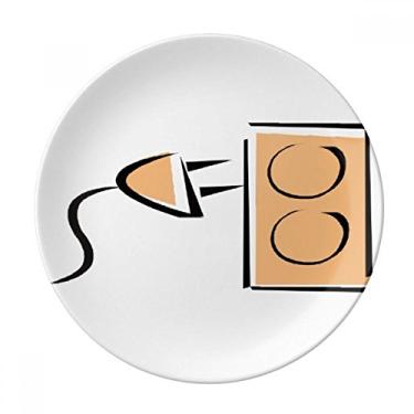 Imagem de Tomada de cabo de carregamento, placa de padrão decorativa de porcelana Salver louças de jantar