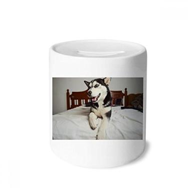 Imagem de DIYthinker Porta-moedas de cerâmica para quarto de cachorro com imagem de Husky Cofrinho presente