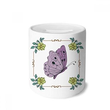 Imagem de DIYthinker Borboleta roxa com citação caixa para dinheiro caixa de cerâmica porta-moedas presente de cofrinho