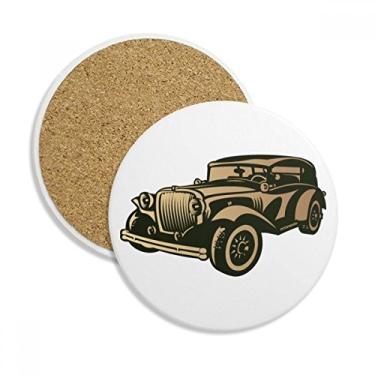 Imagem de Caneca de porta-copos preta clássica com desenho de carros, pedra absorvente de proteção de mesa