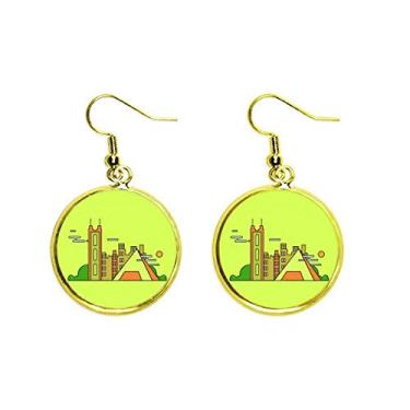 Imagem de Polis Cucoloris brinco de gota dourada com contorno chinês, joia feminina