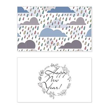 Imagem de Cloud Rain Weather Drip Pattern New Year Festival Greeting Card Bless Message Gift