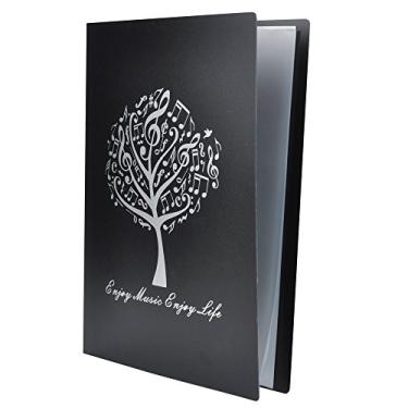 Imagem de Pasta de armazenamento de papel para folha de música, suporte de documentos, arquivos de plástico A4, tamanho A4, 40 bolsos (árvore de música preta)