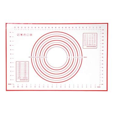 Imagem de Tapete De Pastelaria Antiderrapante Extra Grande, Tapete De Silicone Grande Tapete De Cozimento Antiaderente Extra Grosso Com Tapete De Fondant De Medição(Vermelho)