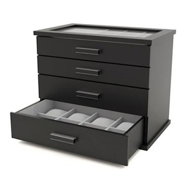 Imagem de Reluz Art Gaveteiro Porta Joias Jullie Forrado em Veludo com 4 Gavetas (Preto/Cinza)