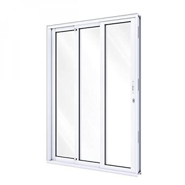 Imagem de Porta de Correr de Alumínio 213 x 150 x 14,3cm Vidro Inteiriço 3 Folhas Direita Lucasa