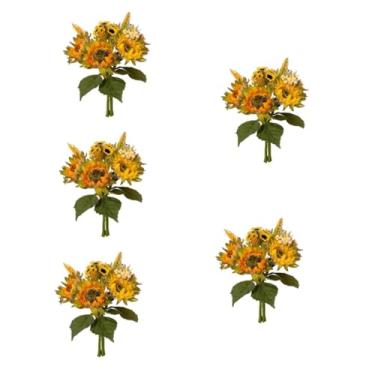 Imagem de Abaodam 5 Peças Ramo De Girassol Decoração De Girassol Arbusto De Girassol Decorações Artificiais Para Salas De Casa Flores Artificiais Girassol Falso Girassol Falso Folha De Flores De