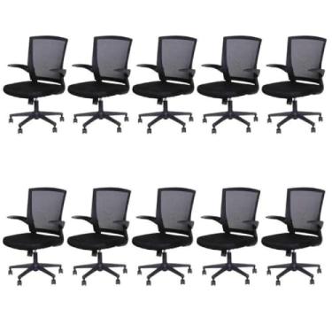 Imagem de Kit 10 Cadeiras para Escritório Diretor com Relax Milão 3314 Preto