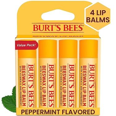 Imagem de Burt's Bees Bálsamo labial – Cera de abelha original, hidratante labial com cera de abelha de origem responsável, sem matiz, tratamento de condicionamento de origem natural, 4 tubos, 4,3 g.