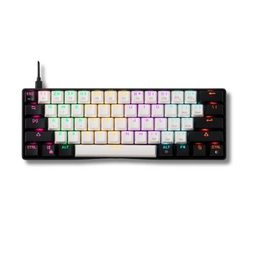 Imagem de Teclado Mecânico Gamer Gamdias Aura GK2 Branco e Preto Switch Azul ABNT2