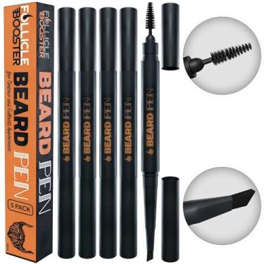 Imagem de FOLLICLE BOOSTER Caneta de barba para homens – Lápis de cabelo estilo barbeiro com pincel – À prova d'água e à prova de suor – Capa de barba e couro cabeludo – Pacote com 5 unidades