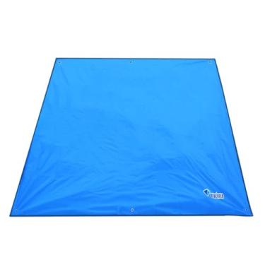 Imagem de Azarxis Tapete de acampamento à prova d'água para acampamento e barraca de chuva com estampa de mosca para chuva, tecido de pano de chão, para-sol para praia, piquenique, cobertor para acampamento, acampamento, gramado, Light Blue, L - 94.5 x 86.6 inches