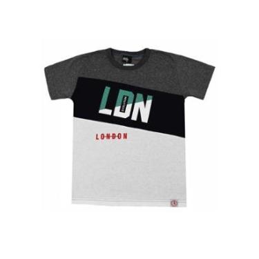 Imagem de Camiseta Juvenil Cia da Malha London Cor:Mescla Escuro;Tamanho:16-Masculino