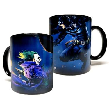 Imagem de Batman vs Coringa – Caneca de cerâmica preta de 325 ml – DC Universe Comics Estilo Arte de envolver completa – Proteção de caixa de espuma para presente – Fãs da Marvel e DC Super-heróis