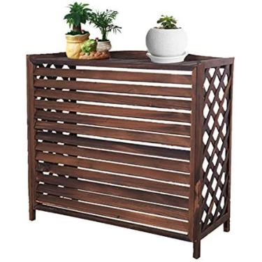 Imagem de Suporte para plantas para varanda externa Suporte para vasos de flores de madeira para varanda de jardim Quintal oculto Capa de ar condicionado Suporte de flores Prateleira de armazenamento