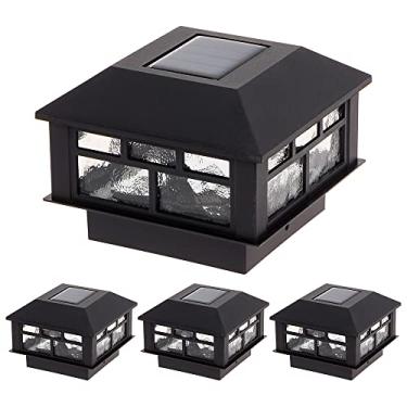 Imagem de GreenLighting – Pacote com 4 lâmpadas de 5 lúmens com design moderno alimentadas por energia solar para postes de 4 x 4 ou 5 x 5 (preto)