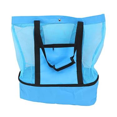 Imagem de Bolsa Térmica Multifuncional de Malha para Praia, Sacola Isolada Com Frescor para Férias de Piquenique na Praia (Azul)