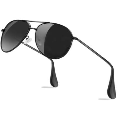 Imagem de Augcrki Óculos de sol aviador masculinos polarizados com proteção UV 400 armação de metal com dobradiças de mola 62 mm, Preto e preto, 62MM