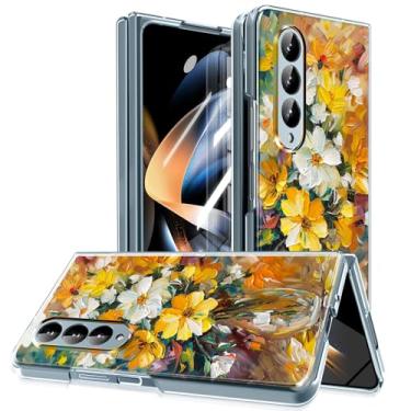 Imagem de MIDIIUGCT Capa magnética para Galaxy Z Fold3, círculo magnético integrado e carregamento sem fio, capa à prova de choque de grau militar para Z Fold 3 [buquê de pintura a óleo] MUS-CXDZ-04-04