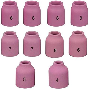Imagem de RIVERWELD Kit de copo cerâmico de bocal de alumínio para lente de gás TIG 53N58#4 53N59#5 53N60#6 53N61#7 53N61S #8 Fit PTA DB SR WP 9 20 24 25 TIG Tocha de solda 10 unidades