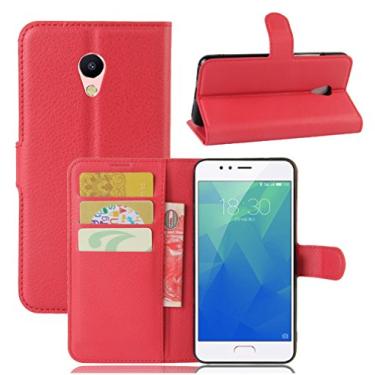 Imagem de NEKOYA Capa carteira MEIZU M5S, capa carteira flip de couro PU premium com compartimento para cartão, suporte e fecho magnético [capa interior à prova de choque de TPU] Compatível com MEIZU M5S