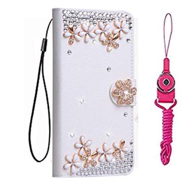 Imagem de Capa para celular Sharp AQUOS Simple Sumaho 6, carteira de couro brilhante feita à mão e alça de pescoço [suporte] [fecho magnético] para Sharp AQUOS Simple Sumaho 6 capa de telefone (tamanho 24)