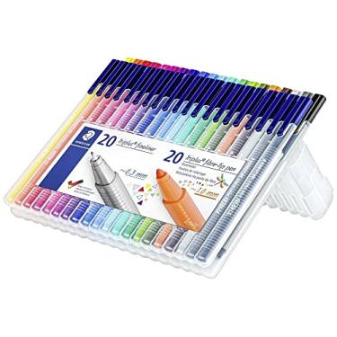 Imagem de STAEDTLER Conjunto triplus Mix & Match 40 Cores STAEDTLER Box - 34 SB40 - Kit com 20 Fineliners e 20 Canetas Hidrográficas em Cores Sortidas, Para Escrever, Desenhar e Criar com Liberdade