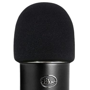 Imagem de Para-brisa ienza para espuma azul Yeti – também serve para outros microfones grandes como MXL, Audio Technica e mais – Material de esponja de qualidade para atuar como um filtro pop para o seu microfone (preto)