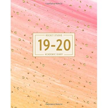 Imagem de 19-20 Academic Diary: September 2019 - September 2020 with UK Holidays | A4 Week to View Student Planner | Pink Watercolour with Gold Stardust Sunset (Rocket Studio Planners UK)