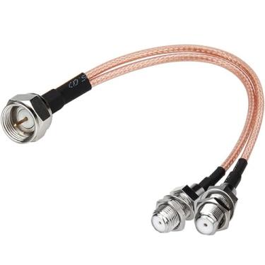 Imagem de Cabo divisor tipo F de 50ohm, 15 cm F macho para F duplo cabo divisor coaxial fêmea, fio de cabo coaxial RG316