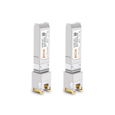 Imagem de 6COM Pacote com 2 transceptores 1,25G/2,5G/5G/10GBase-T SFP+, módulo de cobre 10G SFP+ para RJ45 para Cisco SFP-10G-T-S, Ubiquiti UF-RJ45-10G, Netgear, D-Link, Supermicro, TP-Link, até 30 m