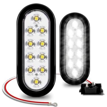 Imagem de TRUE MODS 2 peças 15,2 cm Kit de luz traseira de LED oval oval transparente [DOT FMVSS 108] [SAE (2) R] [ilhós e plugue de 2 pinos] [IP67 à prova d'água] [sinal de reserva] luzes de reserva para