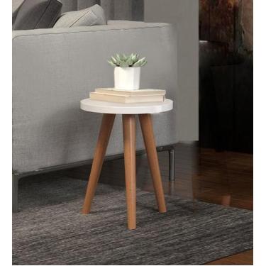 Imagem de Mesinha Retro Para Sala De Estar De Mdf Branco Pés Palito - Colomi