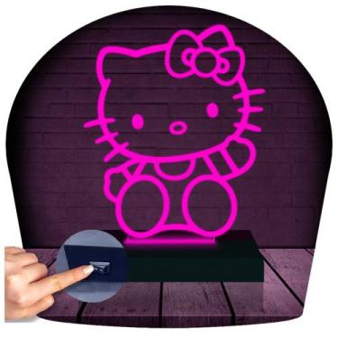 Imagem de Luminária Led 3d  Hello Kitty  Abajur - 3D Fantasy, Rosa, Bivolt