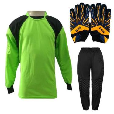 Imagem de Kit de Goleiro Infantil Camisa + Calça Acolchoada + Luva  - TRB, Limão