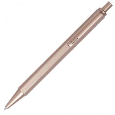 Imagem de RHODIA 9385C - Stylo-Bille Rechargeable scRipt, Corps hexagonais em alumínio Brosse, Bois de Rose, Pointe Rétractable à Bille Haute Précision 0,7 mm, Encre Noire - collection scRipt