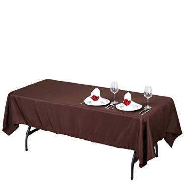 Imagem de LinenTablecloth Toalha de mesa de poliéster retangular de 152 x 250 cm Chocolate