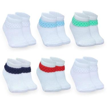 Imagem de Kit meia revenda baby feliz 6 pares meias infantil 0 a 6 meses colorid