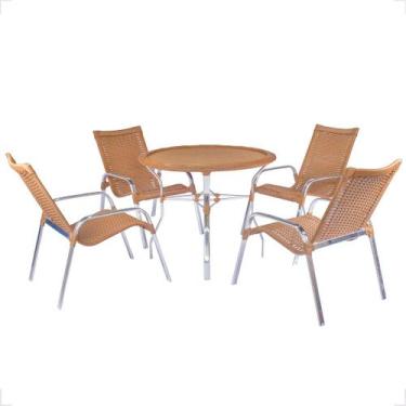 Imagem de Conjunto 4 Cadeiras e Mesa Alta Alumínio Para Área Externa Fortaleza F