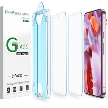 Imagem de amFilm Alinhamento automático OneTouch para Google Pixel 9 Pro XL [6,8 polegadas] Protetor de tela, instalação em 30 segundos, sem bolhas, compatível com capas, antiarranhões (pacote com 2)