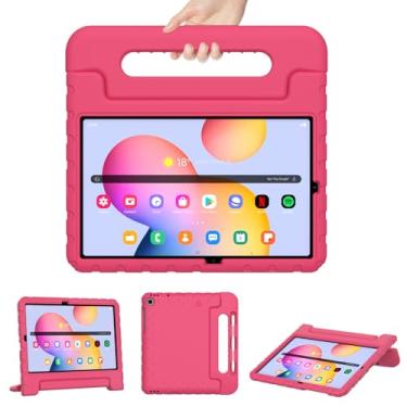 Imagem de Thoreta Capa infantil para Samsung Galaxy Tab S6 Lite 10,4 polegadas modelo 2020/2022 (SM-P610/P613/P615/P619), à prova de choque, leve, com alça de proteção com compartimento S Pen, rosa