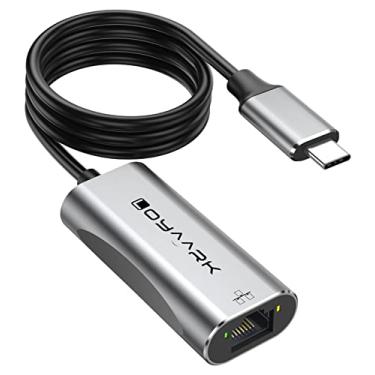 Imagem de Adaptador USB C para Ethernet com cabo de 3 pés, adaptador Gigabit RJ45 compatível com rede LAN Ethernet 10/100Mbps, adaptador tipo C para Ethernet para laptop, MacBook Pro, iPad e telefone